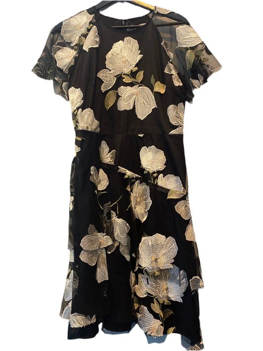 Tahari Floral Mesh Midi Dress