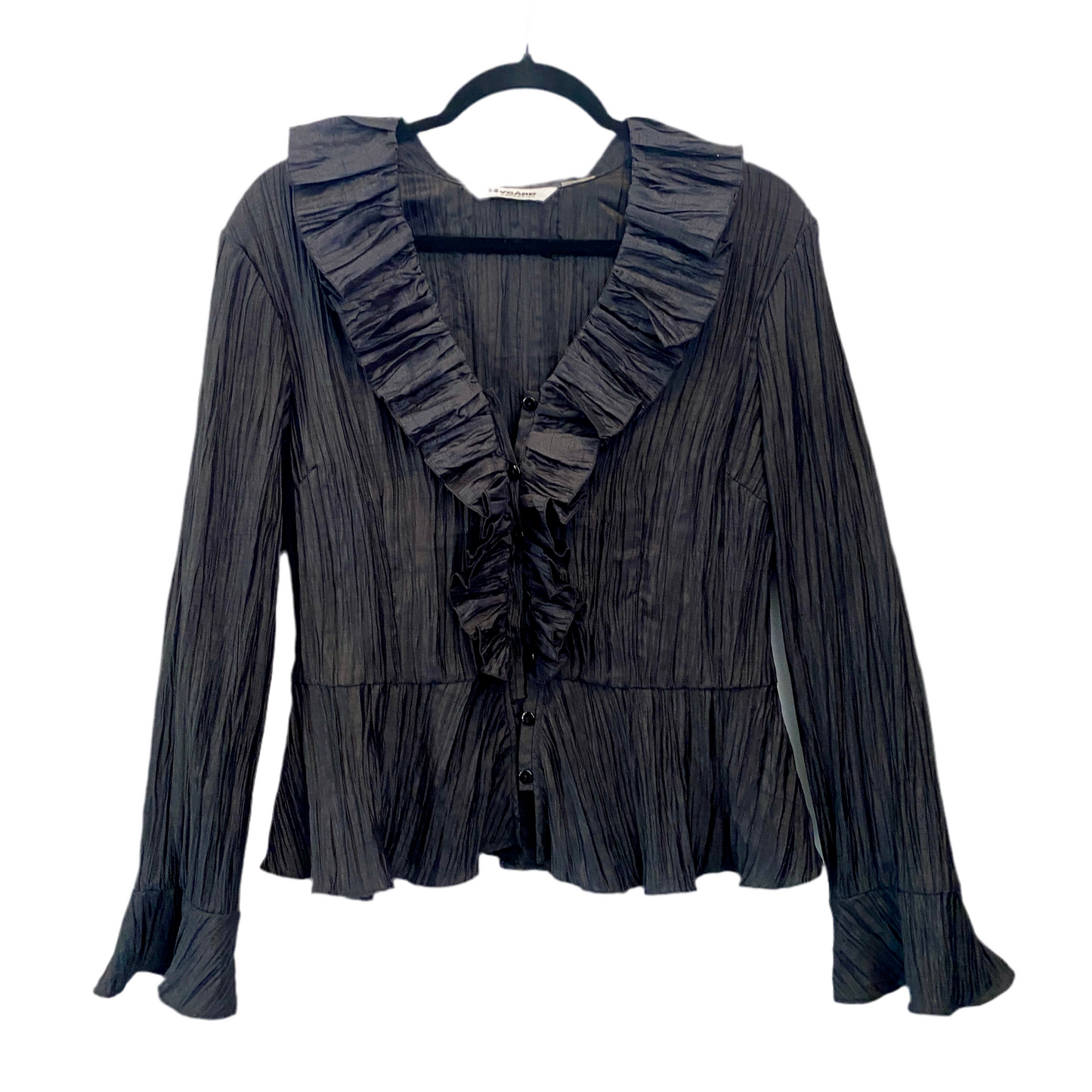 Nygard Collection Black Ruffle Blouse
