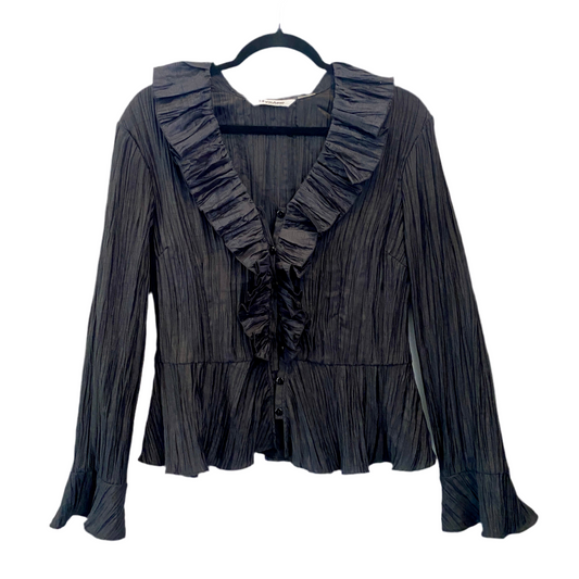 Nygard Collection Black Ruffle Blouse